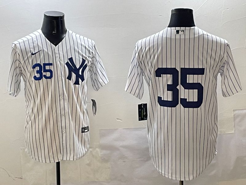 Men New York Yankees #35 No Name White Stripe Game 2025 Nike MLB Jersey style 6->new york yankees->MLB Jersey